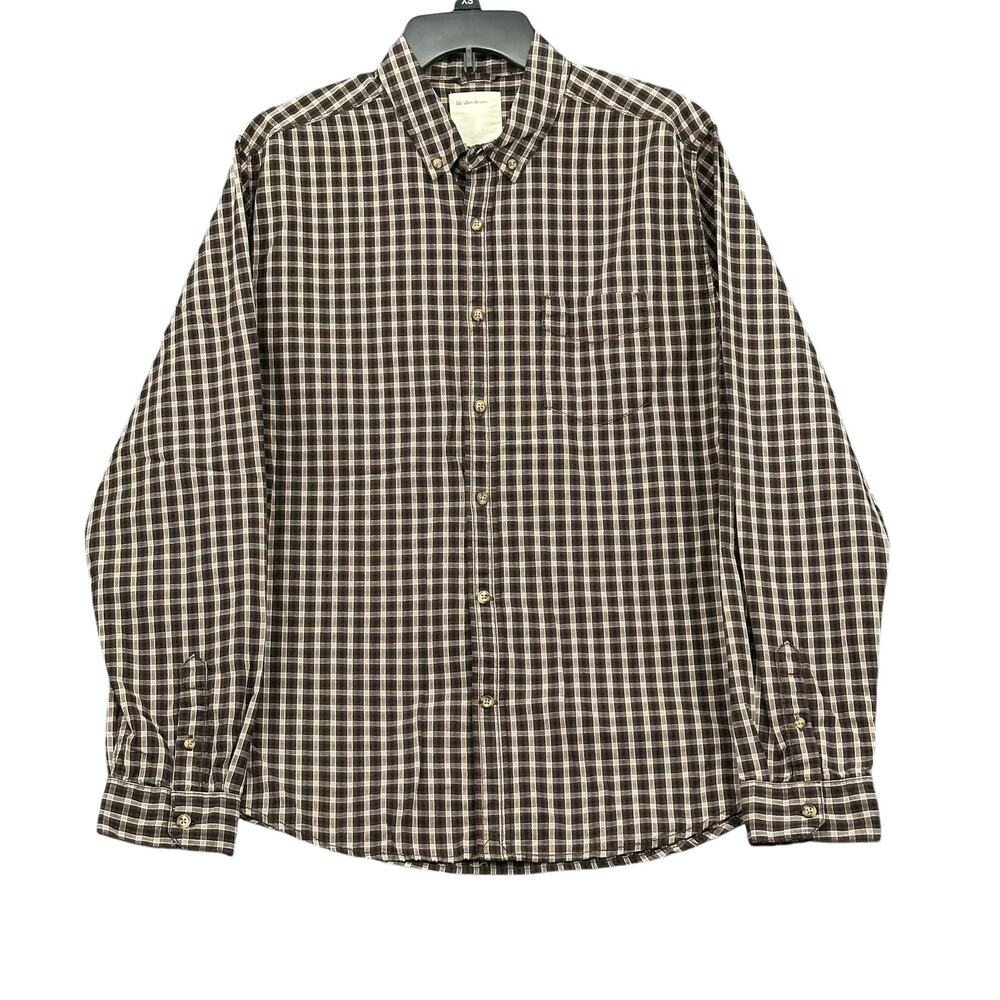 Life After Denim Shirt Men Large Brown Plaid Long Sleeve Button Up Cotton Preppy